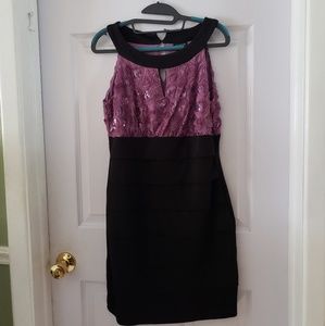 Purple and black cocktail dress